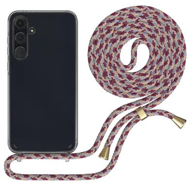 Produktbild von EAZY CASE Handykette kompatibel mit Samsung Galaxy A55, Handyhülle mit Umhängeband, Handykordel, Schutzhülle Clear, Band in Rot