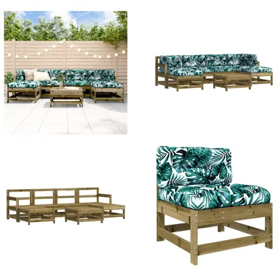 Produktbild von vidaXL 7 tlg. Garten Lounge Set mit Kissen Imprägniertes Kiefernholz - Garten Lounge Set - Garten Lounge Sets - Lounge Set - Outdoor Lounge Set
