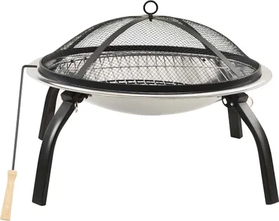 Obrázek produktu pro vidaXL Miska na oheň a gril 2v1 s pokrem 56x56x49 cm Nerezová ocel
