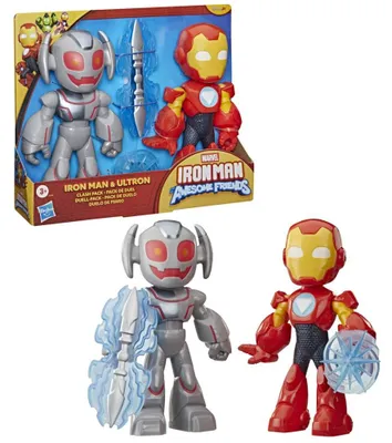 Immagine prodotto di Marvel Iron Man e i suoi fantastici amici: set di action figure "Iron Man & Ultron Duello", supereroi, giocattoli per bambini, dai 3 anni in su