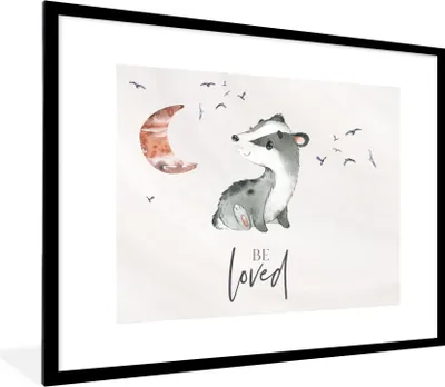 Produktbild von MuchoWow® Gerahmtes Poster Zitate - Geliebt werden - Sprichwörter - Kind - Jungen - Mädchen - Aquarell 80x60 cm - Poster mit Schwarzem Bilderrahmen Wandposter Rahmen Foto Bilder - Schlafzimmer-Dekorationen - Fotoposter