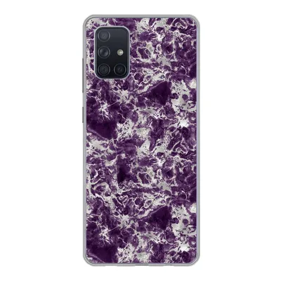 Produktbild von MuchoWow® Handyhülle Schutzhülle Hülle für Samsung Galaxy A51 Marmor - Lila - Silber - Muster Silikon Softcase Handy Hülle - Schutzabdeckung