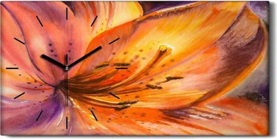 Produktbild von Küche Wohnzimmer Wand Leinwand Uhr 60x30 Gemälde Abstrakte Blumen Natur Kunst - schwarze Hände