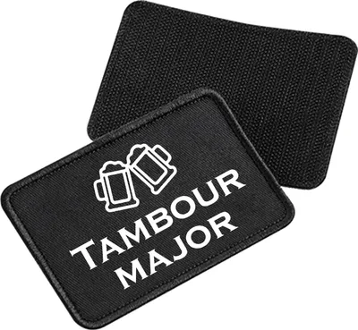 Produktbild von Huuraa Patch Tambourmajor Schützenfest Black 10 x 6,5cm Baumwolle Klettpatch für Mütze Geschenkidee