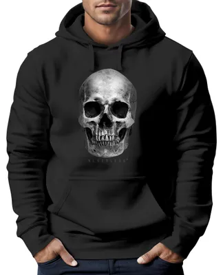 Produktbild von Hoodie Herren Totenkopf Skull Totenschädel Aufdruck Print Motiv Kapuzen-Pullover Männer Fashion Streetstyle Fashion Streetstyle Neverless® schwarz M