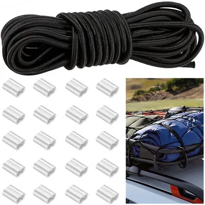 Produktbild von Gummischnur Rund 6mm x 10m mit 20 Aluminium Würgeklemmen