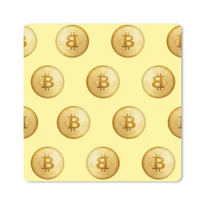 Produktbild von MuchoWow® Mauspad Mousepad Bitcoin - Gold - Muster - Gelb 20x20 cm - Mousepads - Maus Mat - Pad - Mausunterlage - Desk Mat - Bureauartikeln
