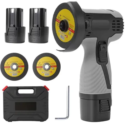 Immagine prodotto di Smerigliatrice angolare mini da 16,8 V - Smerigliatrice angolare a batteria - Senza fili - Ricaricabile - Con 2 batterie - Per tagliare e lucidare