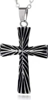 Produktbild von Edelstahl Anhänger Mittelalter Kreuz Geschwärzt mit Kette- Polyurethan001 - 45 Zentimeter