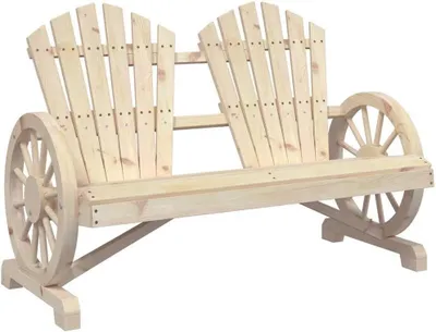 Zdjęcie produktu dla Fotel ogrodowy Adirondack, dwuosobowy, wykonany z litego drewna sosnowego, o ergonomicznym kształcie, z pochylonym oparciem i podłokietnikami. Udźwig do 110 kg na jedno miejsce siedzące. Idealny do ogrodu, tarasu i balkonu