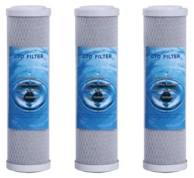 Zdjęcie produktu dla Filtr do wody CTO-5 Mikron, zestaw 3 sztuk, przeznaczony do systemów odwrótniej osmozy, wymiary: 25,1 x 6,9 cm