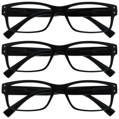 Produktbild von The Reading Glasses Company Die Lesebrille Unternehmen 3er-Pack Herren Schwarz Groß Designer Stil Leser Federscharniere RRR11-1 +2,00
