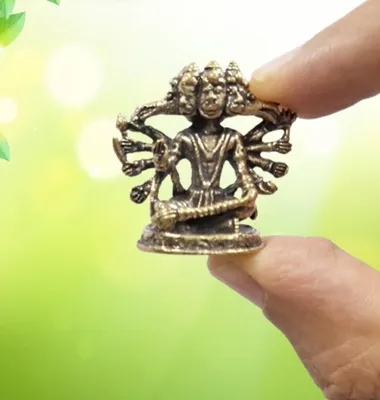 Miniatur-Standbild Panchmukhi Hanuman, Messing, gold, 2,5 cm