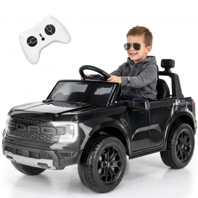 Produktbild von Ford Raptor Kinder Elektroauto SUV Kinderfahrzeug 12V Akku Fernbedienung LED MP3 Sound Elektro Kinderauto ab 3 Jahren schwarz