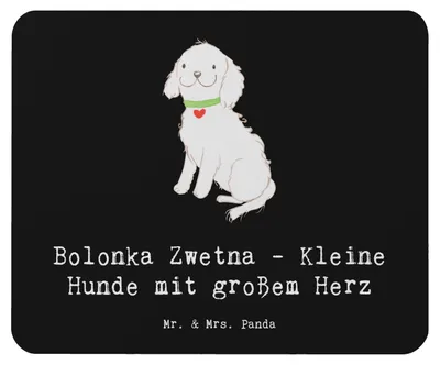 Produktbild von Mr. & Mrs. Panda Mouse Pad Bolonka Zwetna Herz - Schwarz - Geschenk, Hunderasse, herzliche Hunde, pc mausunterlage, computer mauspad, Hunderassen Vielfalt, Charakter