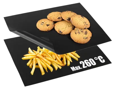 Produktbild von 2x wiederverwendbares Backpapier - Nachhaltiges Backblech für Backöfen bis 260 °C - Backblech mit Antihaftbeschichtung auf beiden Seiten - 32 x 42 cm (Schwarz)