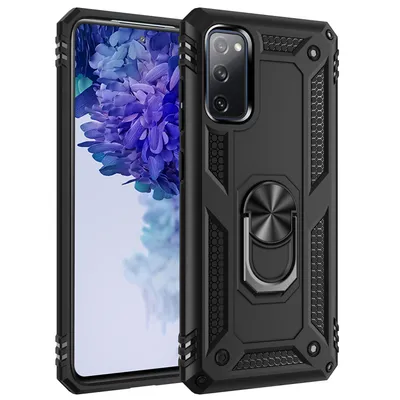 Obrázek produktu pro Ochranné pouzdro pro Galaxy S20 FE, dvouvrstvé robustní, armádou testované pouzdro proti pádu s držákem na prsten pro Samsung Galaxy S20 Fan Edition černé