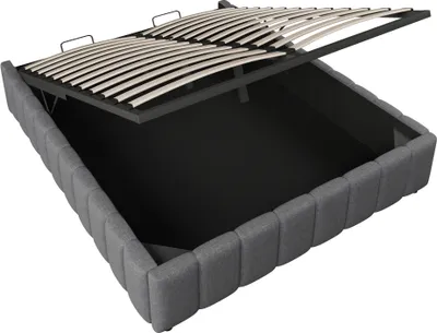 Produktbild von Polsterbett 140x200cm Ohne Matratze Grau Doppelbett Ohne Kopfteil Hydraulische Lagerung Jugendbett Gaestebett