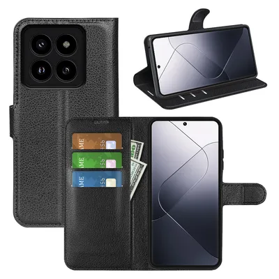 Obrázok produktu pre Puzdro na smartfón Xiaomi 14 Pro, čierne, z umelej kože, obal typu Book