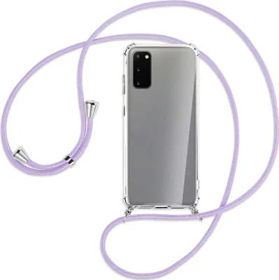Produktbild von Handykette Backcover-Schutzhülle mit Band (Metall silberfarben) für Samsung Galaxy S20 (G980) - violett