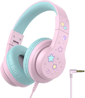 Produktbild von iClever HS19S Kinder Kopfhörer mit 85/94 dB Lautstärkebegrenzung, Stereo Sound, Mikrofon, Shareport, Faltbar, Kabelanschluss