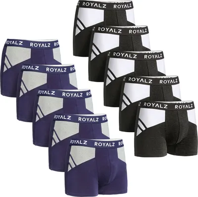 Produktbild von ROYALZ Unterhosen Herren Boxershorts 10er Pack sportlich-modernes Sportiv Design, 10er Set (95% Baumwolle / 5% Elasthan)
