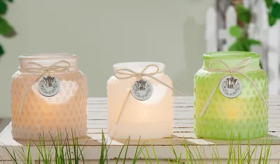 Zdjęcie produktu dla Gilde Windlicht, "Blumenwiese", Schmetterlingmotiv, Glas, beige, grün, weiß, VE 9, 3 Stück wie abgebildet,, L. 9 cm, B. 9 cm, H. 10 cm 44207