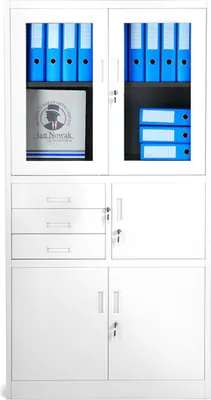 Produktbild von Aktenschrank C018S Büroschrank Metallschrank Tresor Safe Geheimfach Schubladen Pulverbeschichtung 185 cm x 90 cm x 40 cm (H x B x T), Farbe: Weiß