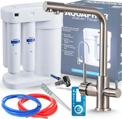 Produktbild von Wasserfilter Set Morion mit 3-Wege Küchenarmatur Ari Venom 1, Umkehrosmose, Wasserfilter-Anschluss, Edelstahl INOX