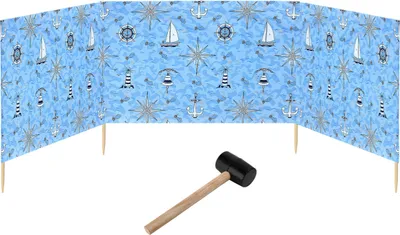 Produktbild von Garronda Strand Windschutz Sichtschutz 4m lang plus Gummihammer GAEX001 (Marine-64, 4 m)