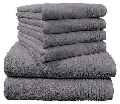 Produktbild von Dyckhoff Handtuchset Brillant, 2 Badetücher 70 x 140 cm und 4 Handtücher 50 x 100 cm, 6-teilig, grau