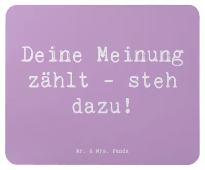 Produktbild von Mr. & Mrs. Panda Mauspad Spruch Mutig zu Meinungen - Lavendeltraum - Geschenk, stehen, Überzeugungen ausdrücken, Inspiration, Vertrauem, pc, notebook, Motivation, laptop