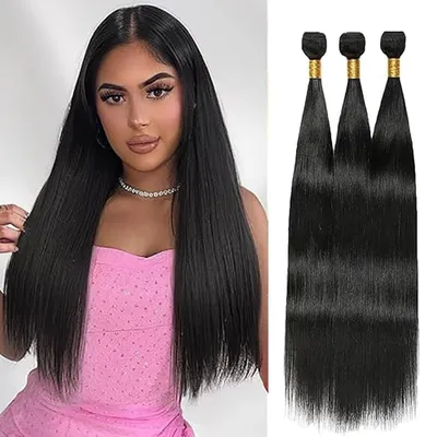 Image de 3 mèches de cheveux humains non traités