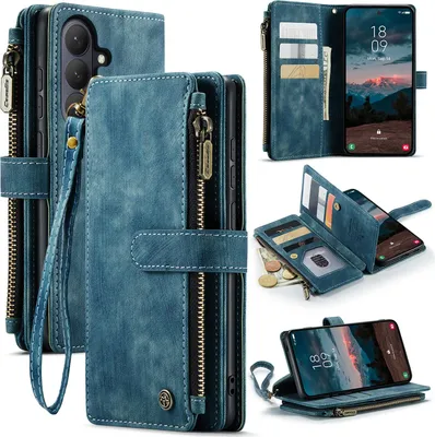 Obrázek produktu pro Kůže pouzdro pro Samsung Galaxy S26+,PolyuretanKožené Pouzdro na Zip, Magnetické Uzavírání, Kapsa na Karty, Stojánek, Peněženka pouzdro modré
