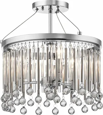 Produktbild von Deckenlampe Metall Glas Ø 38,1 cm rund Chrom poliert E14 3-flammig Klassisch Kristall Deckenleuchte