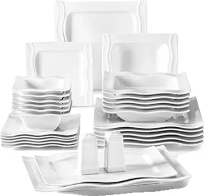 Zdjęcie produktu dla Zestaw naczyń MALACASA, ceramiczny, stylowy i trwały, 28 elementów