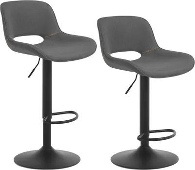 Produktbild von WOLTU Barhocker höhenverstellbar, Tresenstuhl, mit Fußstütze, Leinen Metall : Grau 2 Farbe: Grau Stückzahl: 2