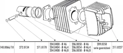 Zdjęcie produktu dla Zestaw uszczelek cylindra Polini 70cc do Piaggio, Vespa Ciao