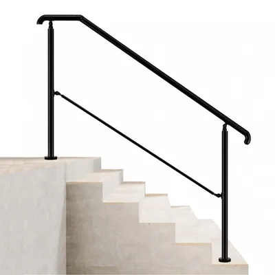 Produktbild von AICA 162x102cm Edelstahl-Treppengeländer, Eingangshandlauf, Verstellbar Geländer für 4-5 Stufen, Schwarz