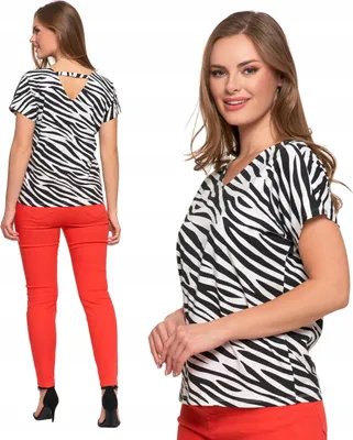 Produktbild von MORAJ Damen Bluse Elegant T-Shirt Modisch Zebra Muster Baumwolle XL