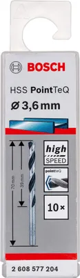 Obrázek produktu pro Bosch 2 608 577 204, Vrtačka, Spirálový vrták, 3,6 mm, 70 mm, Litina, Ocel, 3,9 cm