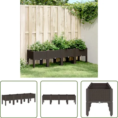 Zdjęcie produktu dla The Living Store Sadzarka z nogami brązowa 160x40x42 cm PP