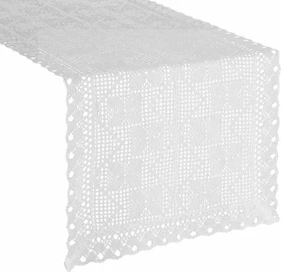 Produktbild von EUROFIRANY | Tischläufer - gehäkeltes Tischband - Mitteldecke - 40 x 140 cm - weiß