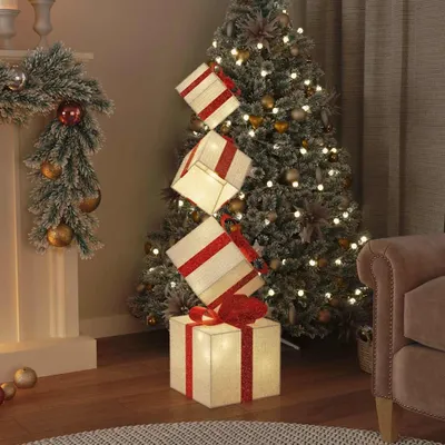 Obrázok produktu pre vidaXL Vianočná dekorácia darčeková krabička 80 LED teplá biela