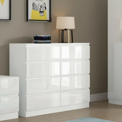 Produktbild von Sideboard Kenji 8 Schubladen Hochglanz Weiß
