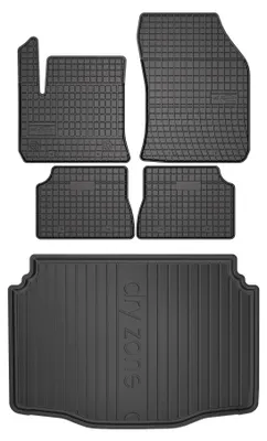 Image de Tapis en caoutchouc + bac de coffre pour Fiat 600e depuis 2023 (SUV/crossover, plancher bas) – 5 pièces, noirs, sur mesure – Wielganizator SolidPRO