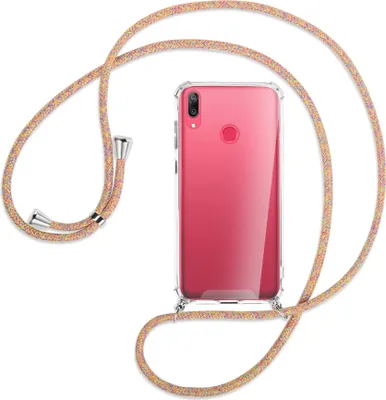 Produktbild von Handykette Backcover-Schutzhülle mit Band (Metall silberfarben) für Huawei Y7 2019, Y7 Prime 2019 - Rainbow