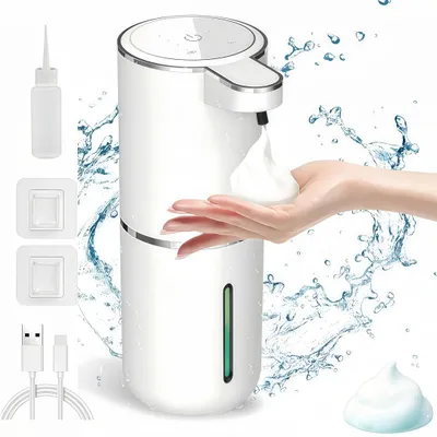 Produktbild von Seifenspender Automatisch mit Sensor Infrarot, 4 Stufen einstellbar&Batterieanzeige, 380ml Elektrischer Seifenspender, USB-Aufladung, IPX5, Weiß