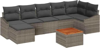 Immagine prodotto di vidaXL Set di divani da giardino con contenitore 8 pezzi in polirattan grigio