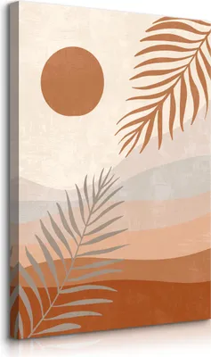 Produktbild von Muralo Leinwandbild Canvas für Esszimmer PALMBLÄTTER Pflanzen Sonne Natur Boho Br. 40cm x Hö. 50cm